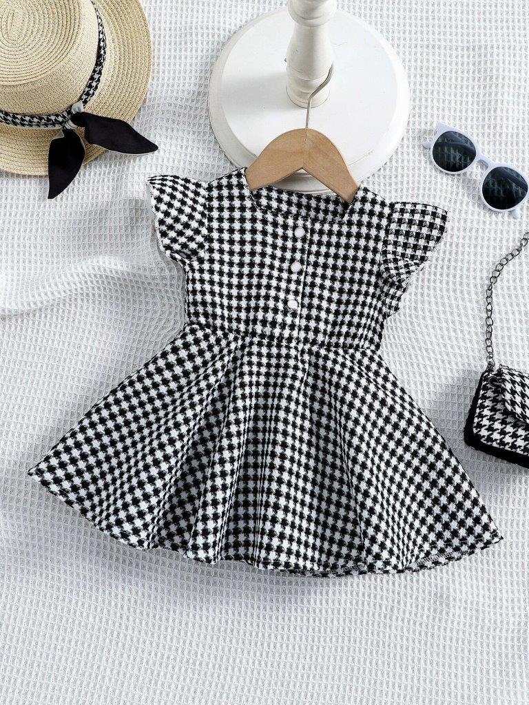 Baby Button Ruffle Sleeve Dress