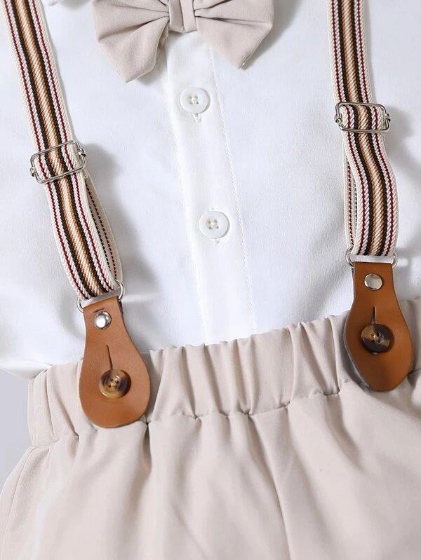 Toddler Boys Bow Tie Short Sleeve And Pants Suspender Set