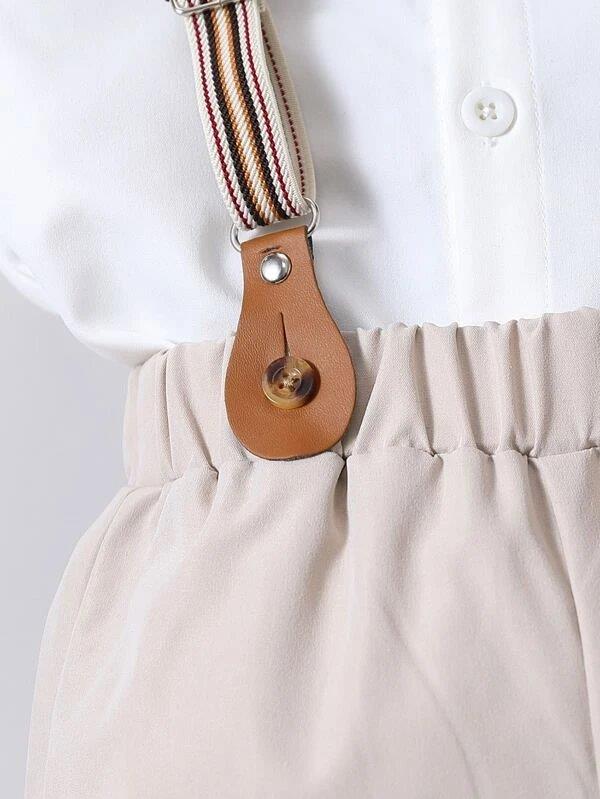 Toddler Boys Bow Tie Short Sleeve And Pants Suspender Set