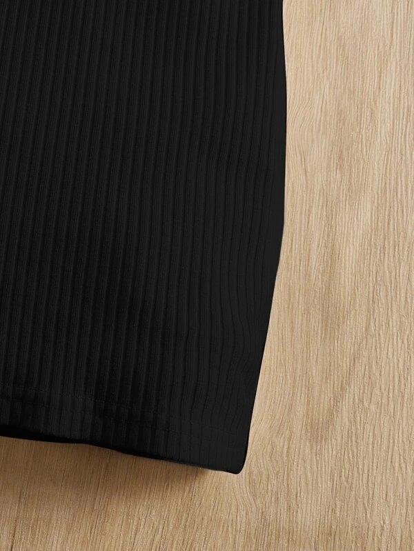 Baby Ribbed Knit Puff Sleeve Dress