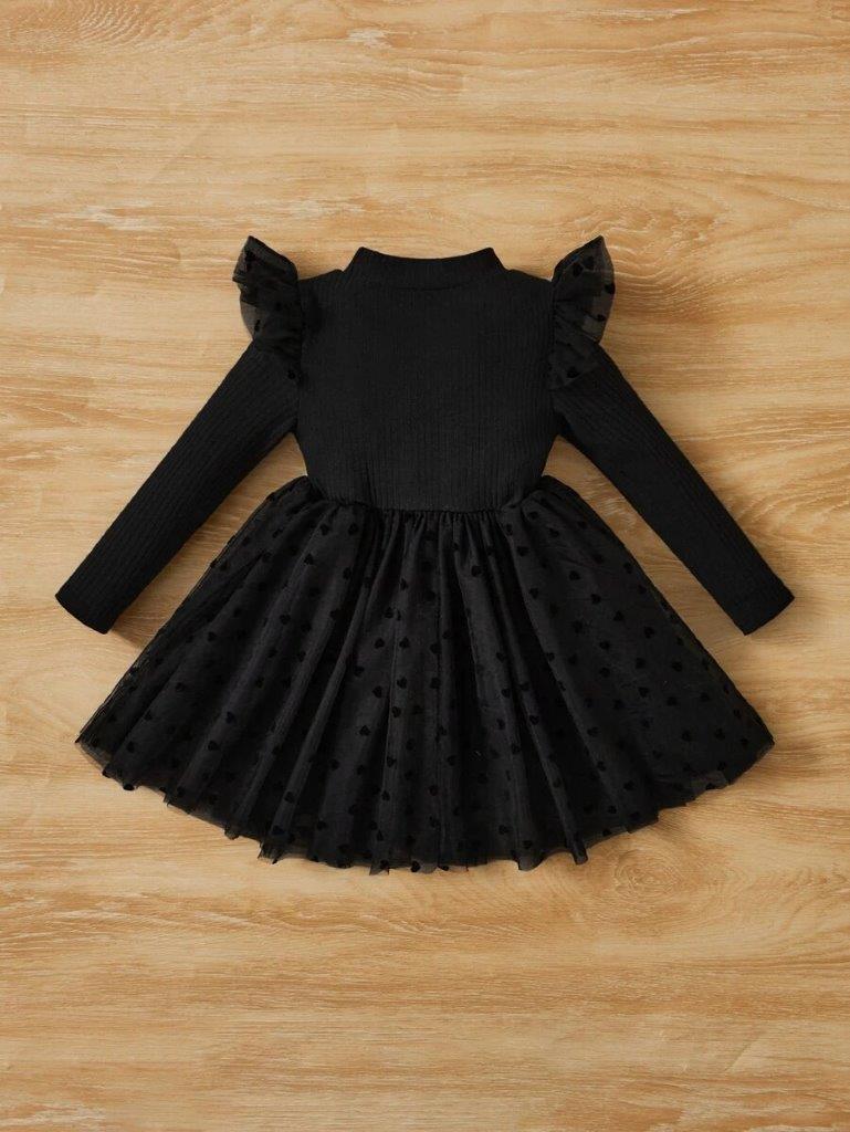 Baby Black Polka Dot Ruffle Sleeve Dress