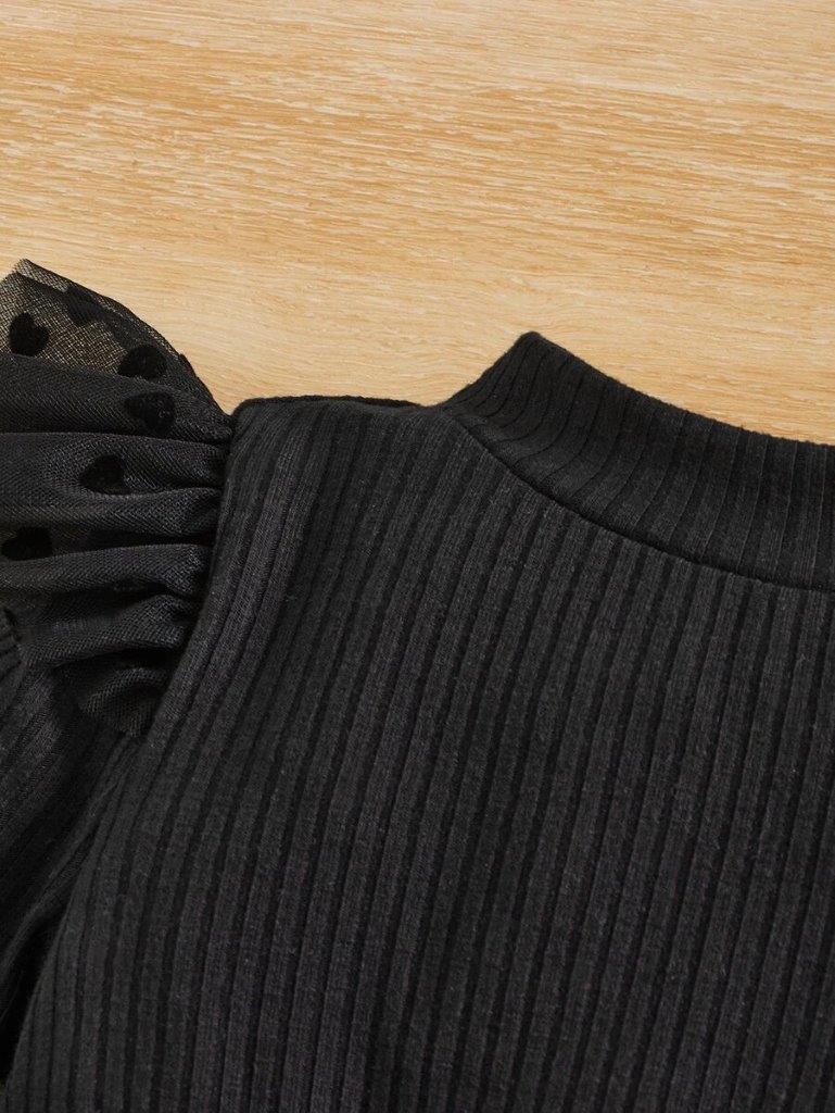 Baby Black Polka Dot Ruffle Sleeve Dress