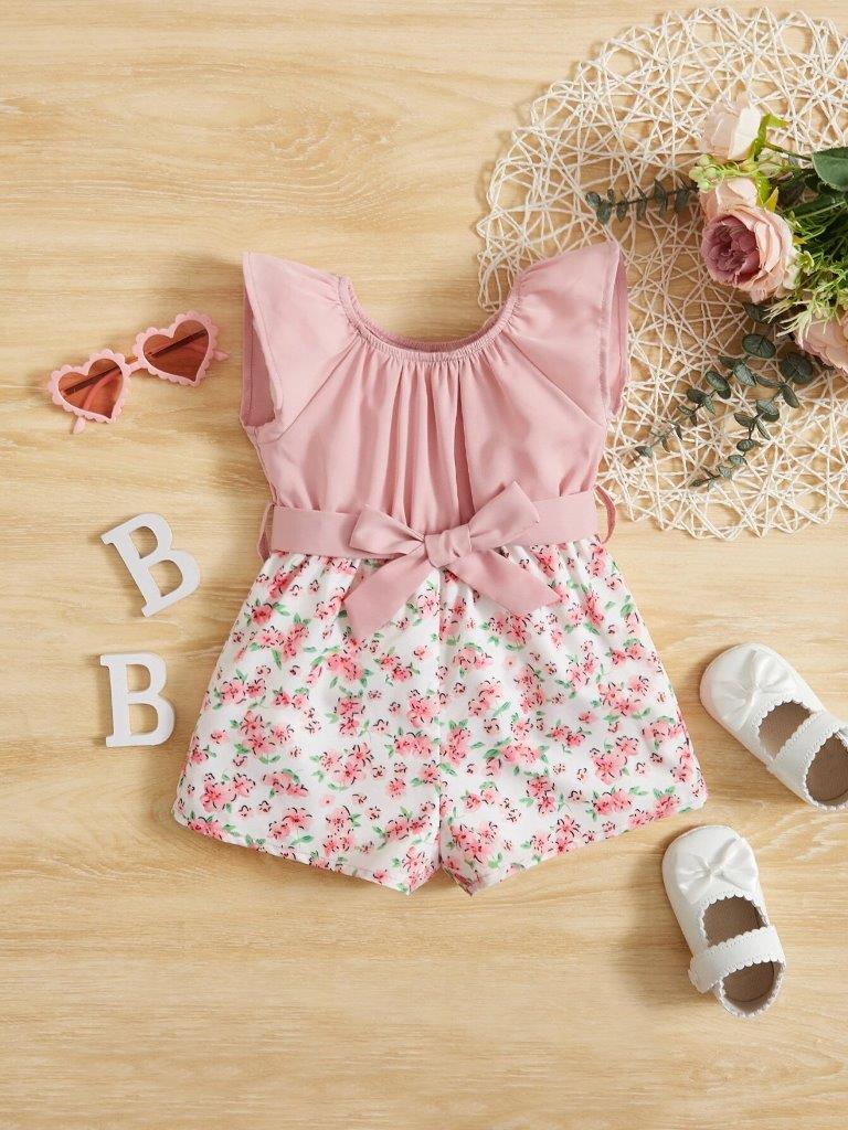 Baby Floral Belted Romper