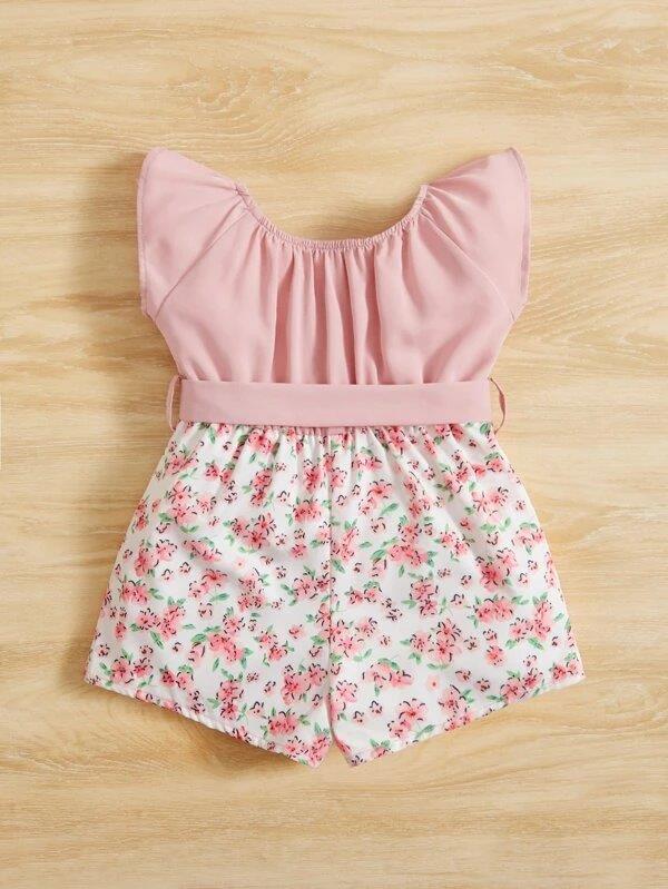 Baby Floral Belted Romper