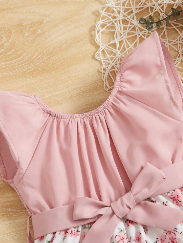Baby Floral Belted Romper