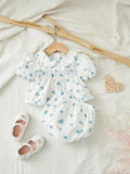 Baby Flower Puff Sleeve Blouse And Shorts Set