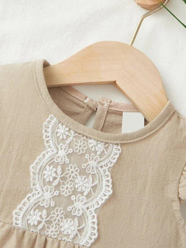 Baby Front Lace Ruffle Trim Romper