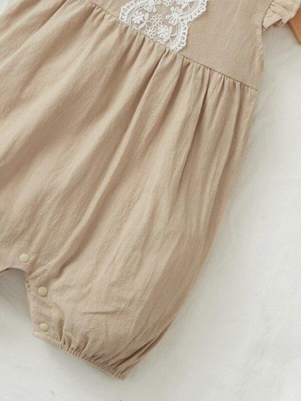 Baby Front Lace Ruffle Trim Romper
