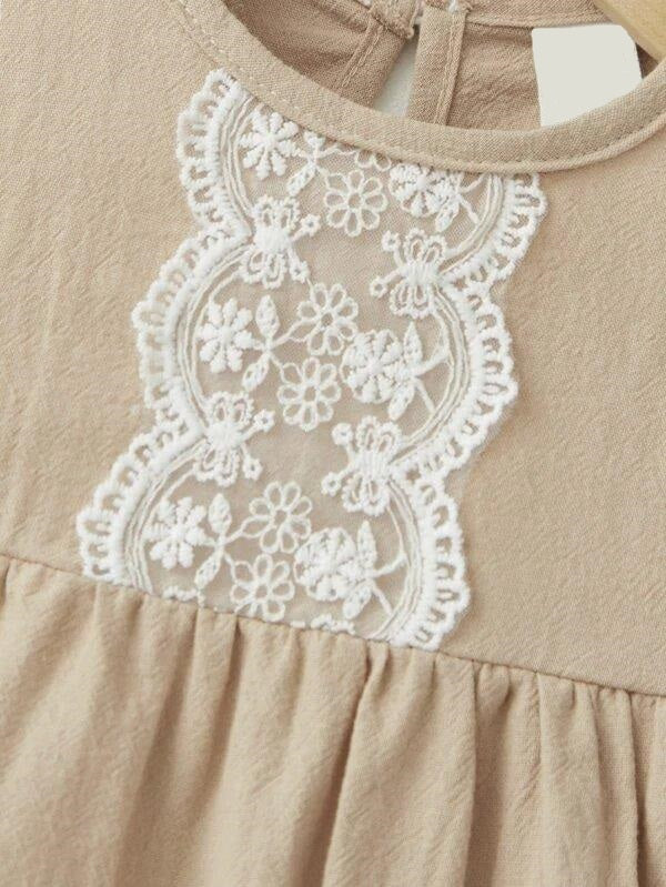 Baby Front Lace Ruffle Trim Romper
