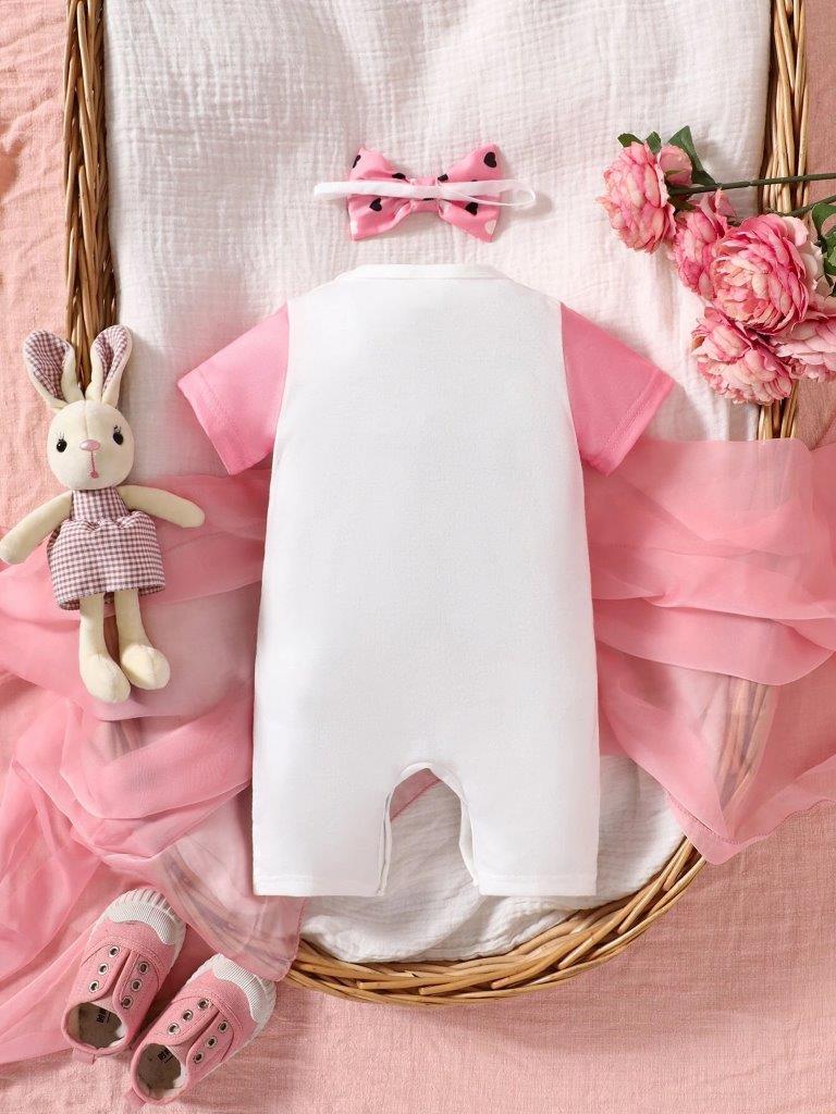 Baby Cartoon Romper And Headband Set