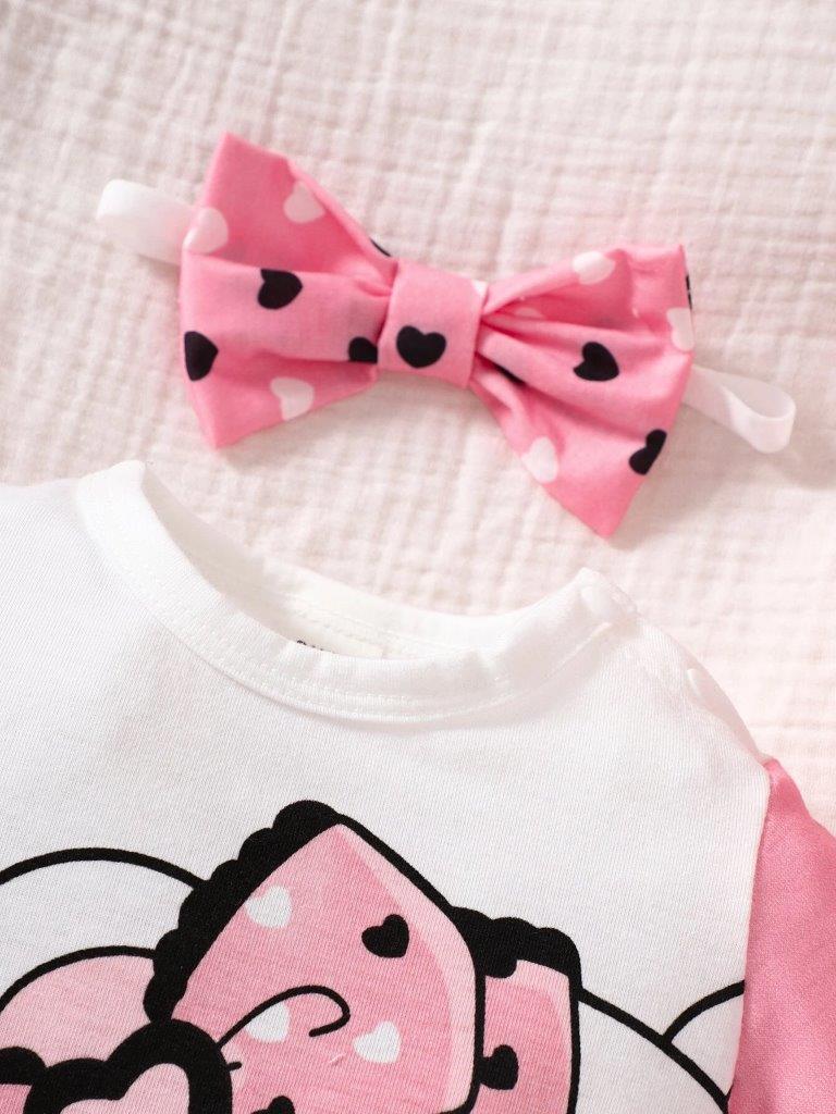 Baby Cartoon Romper And Headband Set