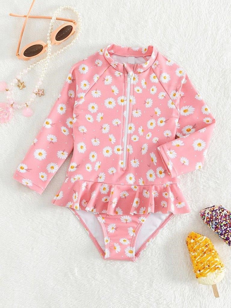 Baby Daisy Flower Swimming Costume long sleeve