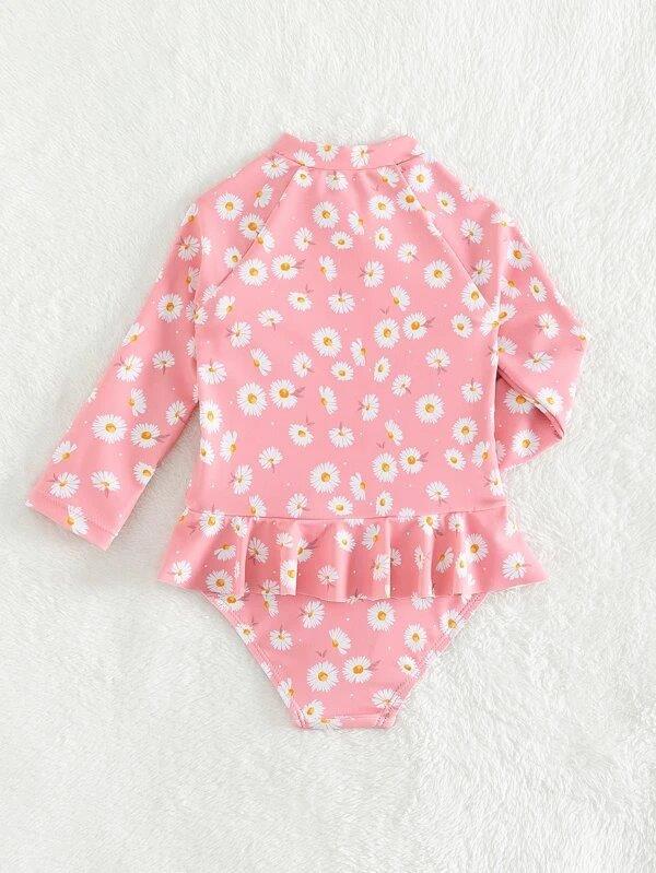 Baby Daisy Flower Swimming Costume long sleeve