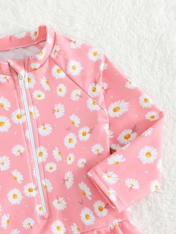 Baby Daisy Flower Swimming Costume long sleeve