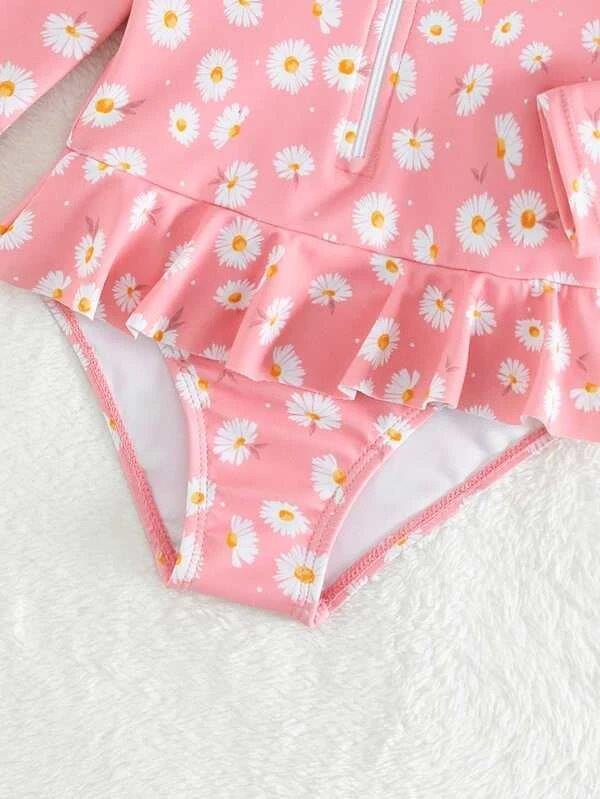 Baby Daisy Flower Swimming Costume long sleeve
