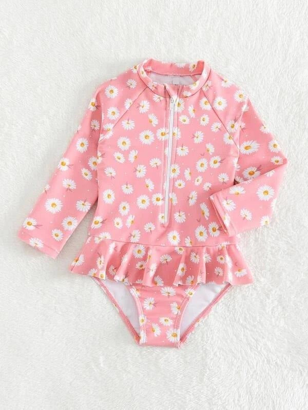 Baby Daisy Flower Swimming Costume long sleeve