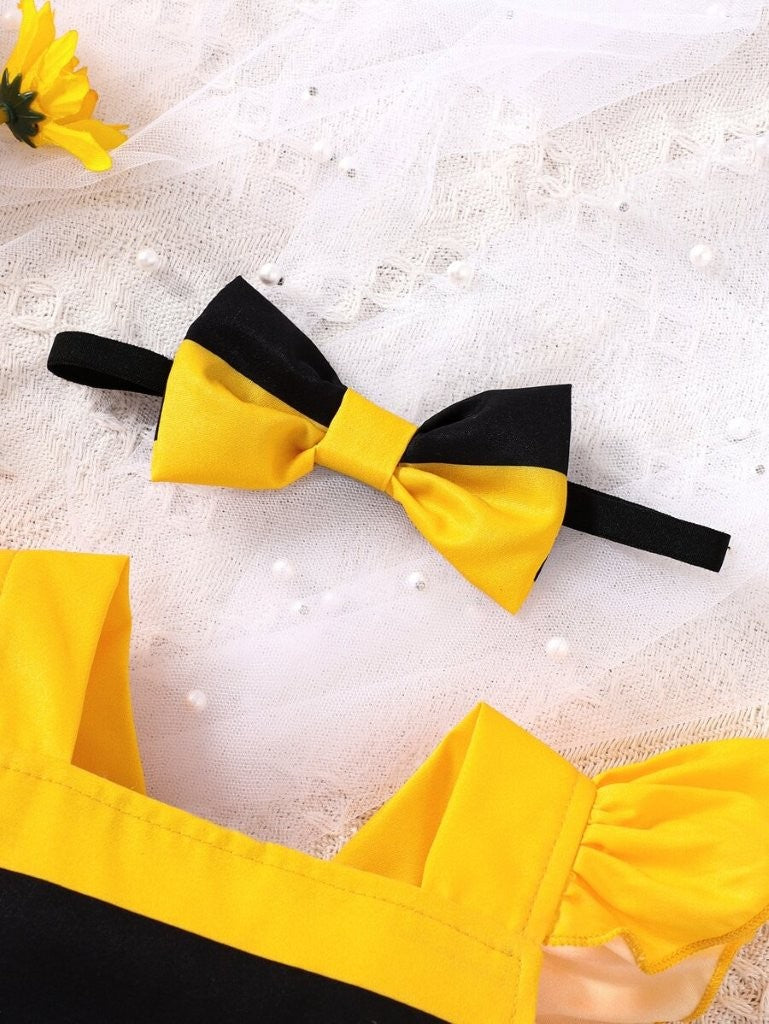 Baby Black And Yellow Stripe Bodysuit Outfit