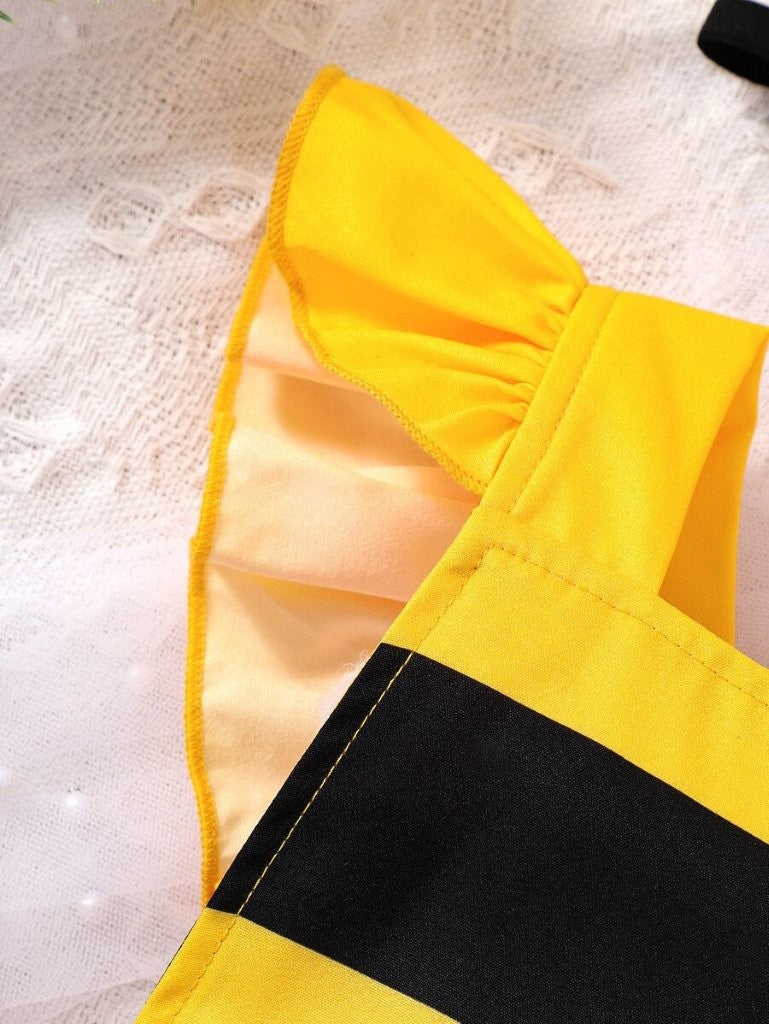 Baby Black And Yellow Stripe Bodysuit Outfit
