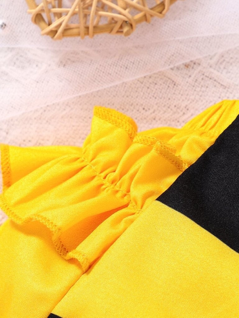 Baby Black And Yellow Stripe Bodysuit Outfit