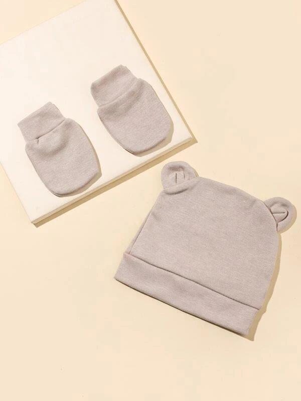 Baby Beanie And Mitten Set Camel