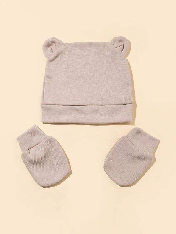 Baby Beanie And Mitten Set Camel