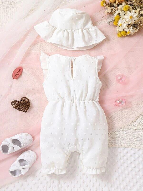 Baby Double Bow Romper With Hat