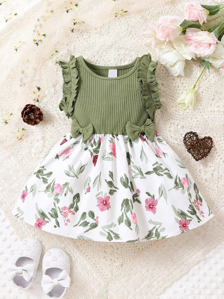 Baby Double Bow Floral Dress