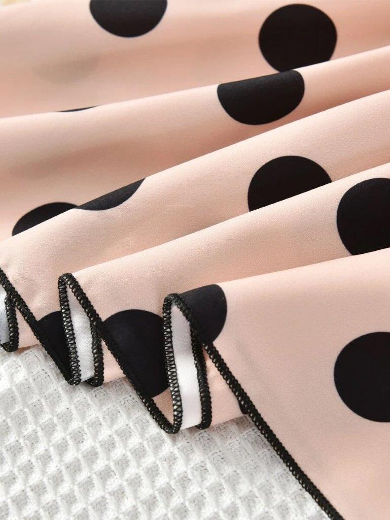 Toddler Girls Lace Trim Neck Polka Dot Dress