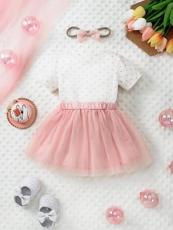 Baby One Year old birthday Short Sleeve Tulle Dress