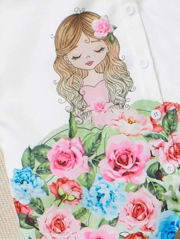 Toddler Girls Floral Shirt And Belted Pants Set
