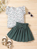 Toddler Girls Floral Ruffle Tee And Skirt Set