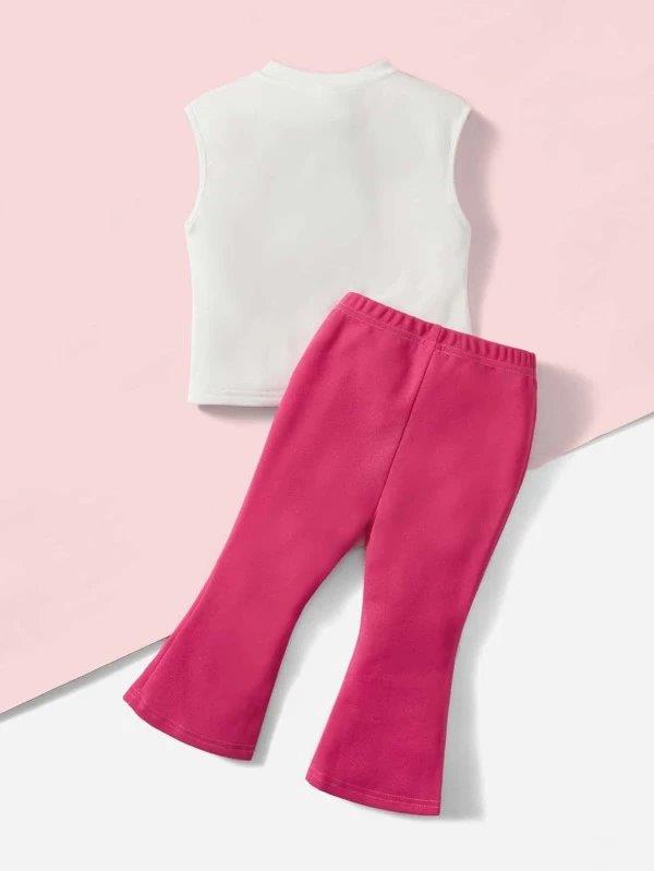 Baby Tank Top And Flare Pants Set Pink
