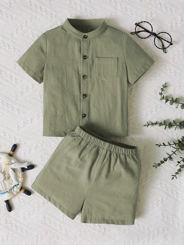 Baby Front Pocket Shirt And Shorts Set