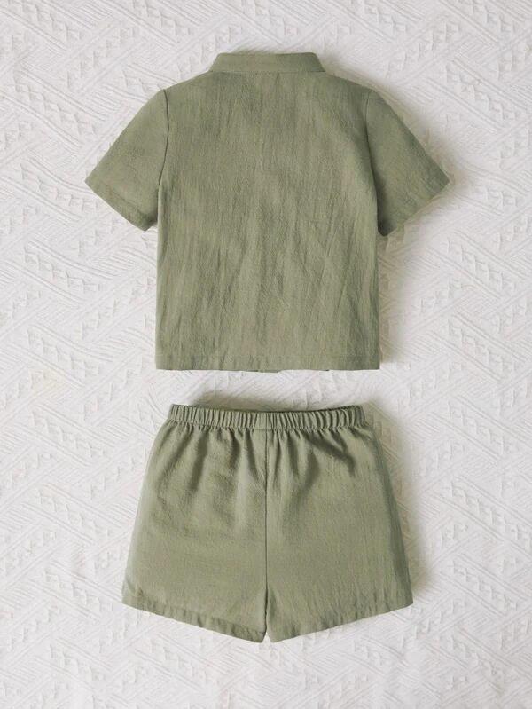 Baby Front Pocket Shirt And Shorts Set