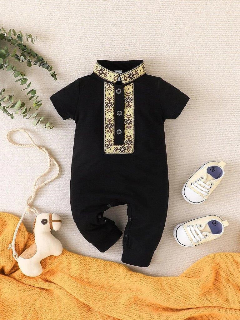 Baby Pattern Front Button Jumpsuit