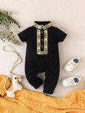 Baby Pattern Front Button Jumpsuit