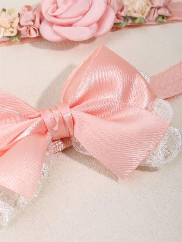 Baby 2 Piece Flower Headband Set Pink
