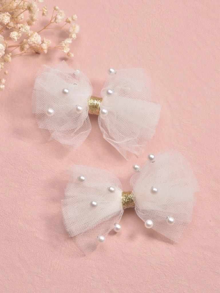 2 Piece Pearl Mesh Hair Clips