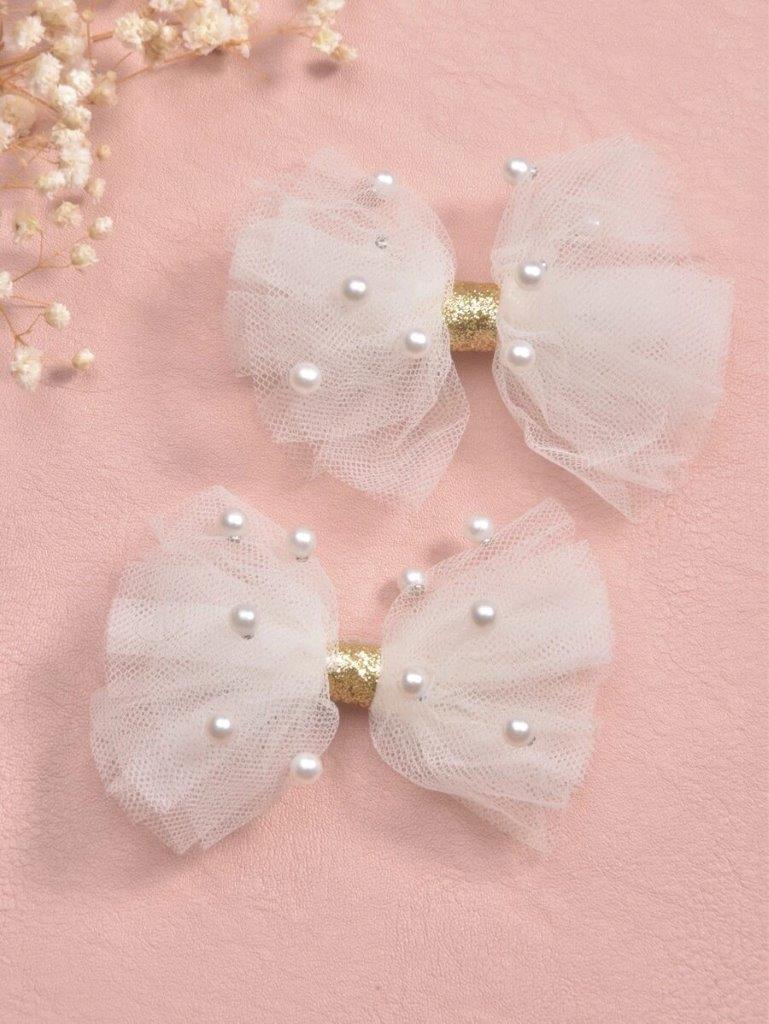 2 Piece Pearl Mesh Hair Clips
