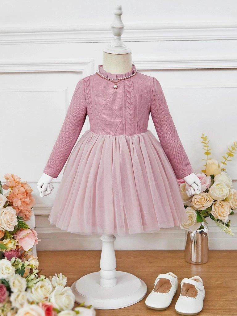 Baby Patterned Frilled Neck Dress