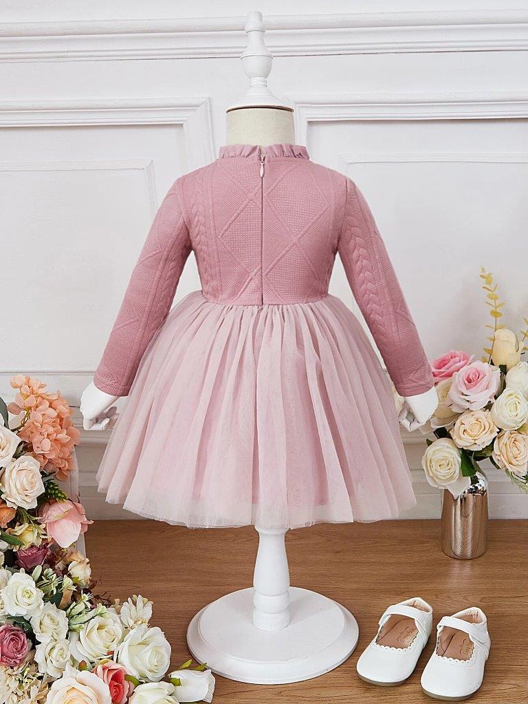 Baby Patterned Frilled Neck Dress
