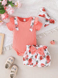 Baby Floral Ruffle Tee 3 Piece Set