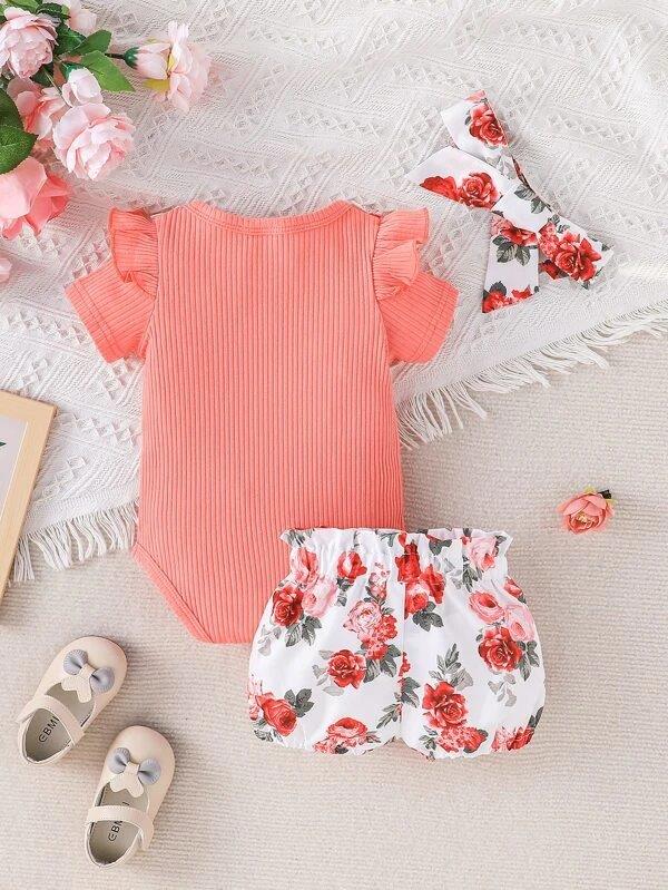 Baby Floral Ruffle Tee 3 Piece Set