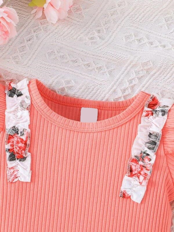 Baby Floral Ruffle Tee 3 Piece Set