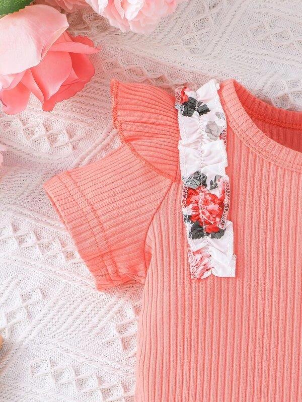 Baby Floral Ruffle Tee 3 Piece Set
