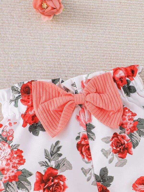 Baby Floral Ruffle Tee 3 Piece Set