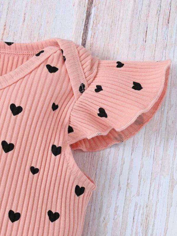 Baby Heart Ruffle Bodysuit And Skirt Set