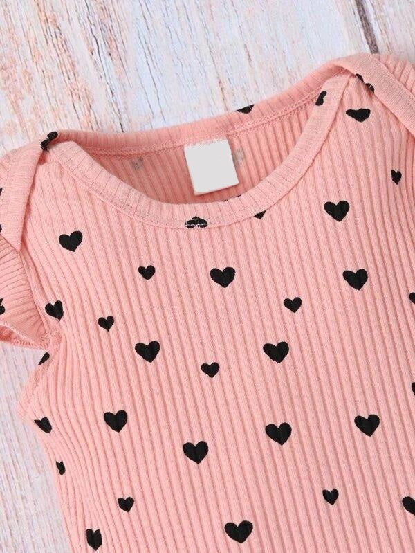 Baby Heart Ruffle Bodysuit And Skirt Set