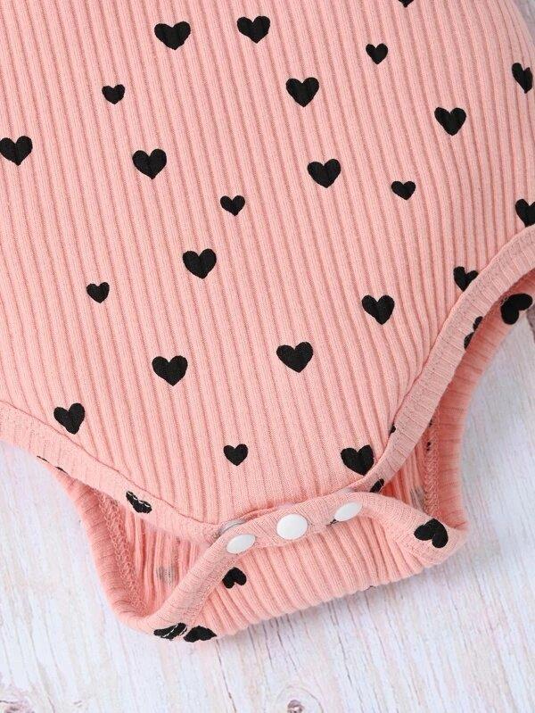 Baby Heart Ruffle Bodysuit And Skirt Set