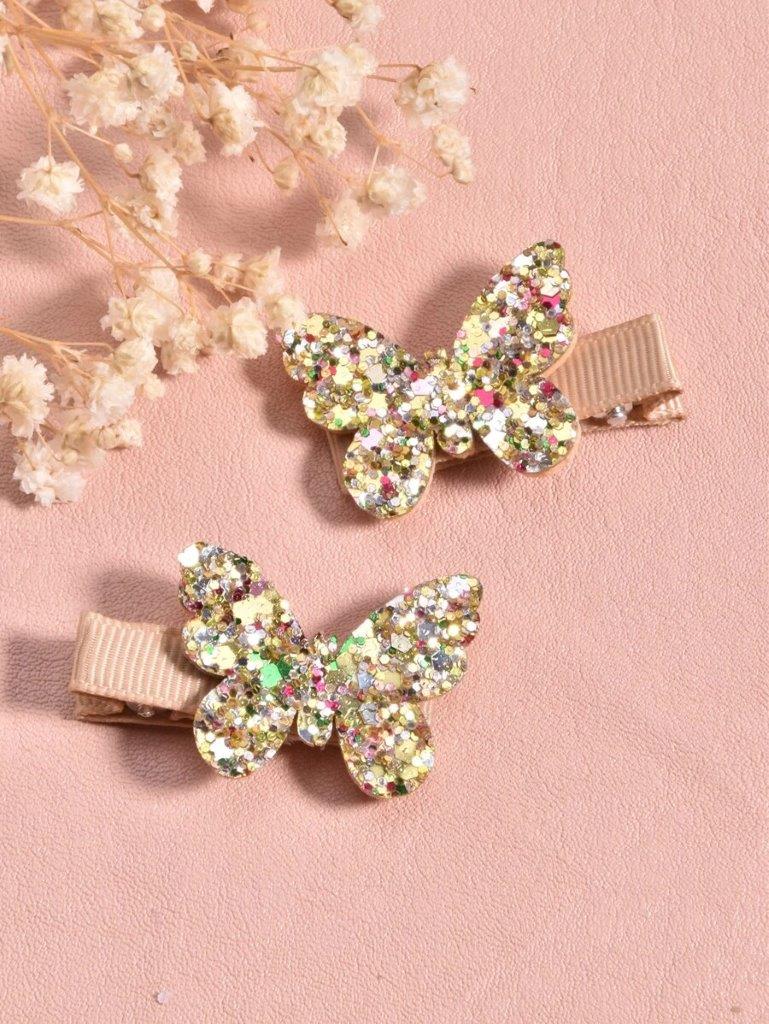 2 Piece Gold Glitter Butterfly Hair clips